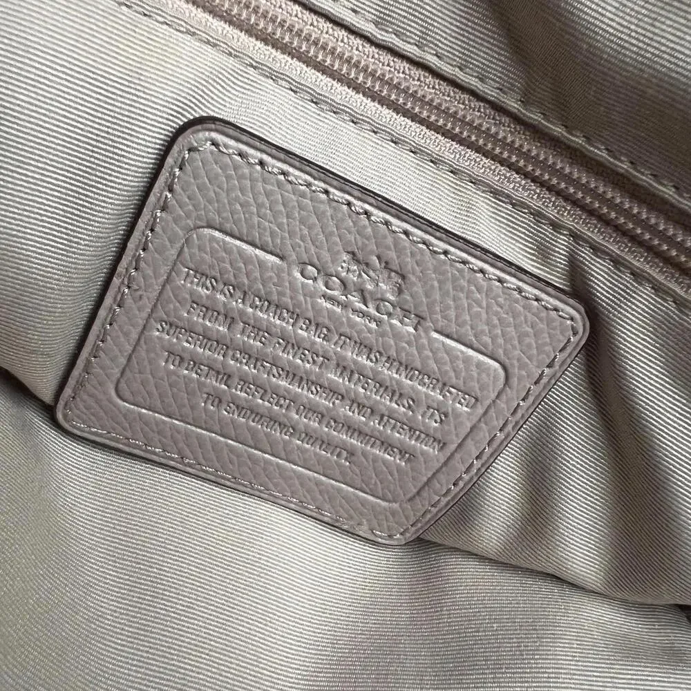 Coach Mini Cora‎ Domed Satchel Crossgrain Leather Bi-Color Taupe Cream